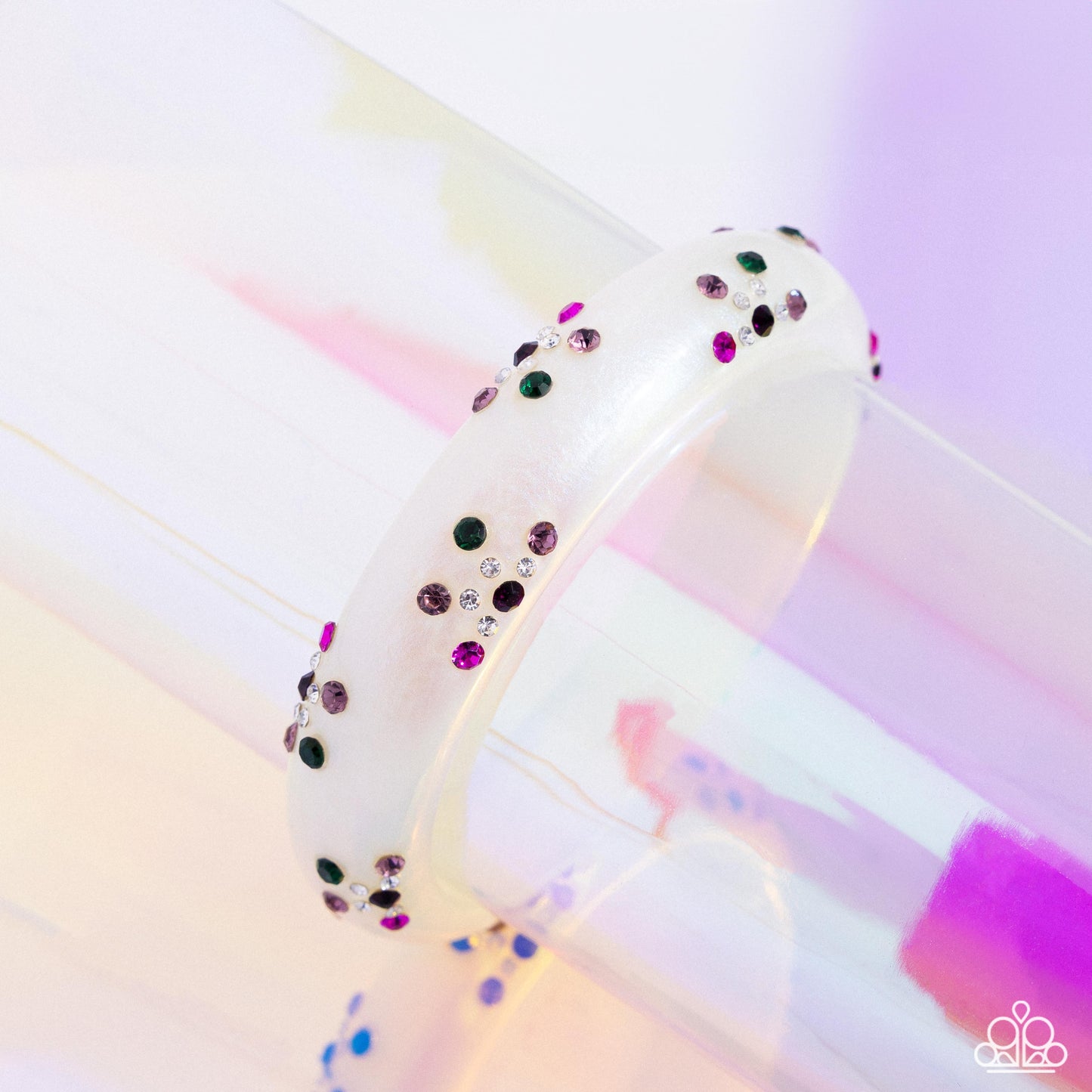 A Finishing Touch Captivating Color - Purple & White Cuff Bracelet