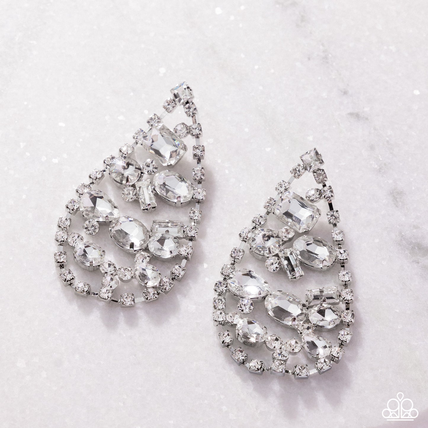 A Finishing Touch Giant Glitter - White Earrings
