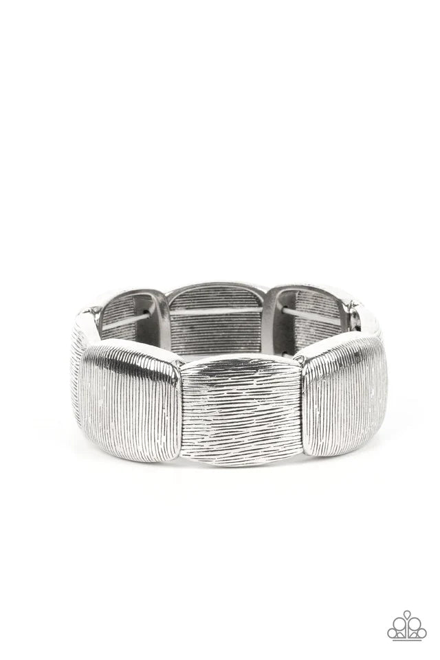 Stretchy Bracelets - Paparazzi Prairie Block - Silver Bracelet Paparazzi Jewelry Images