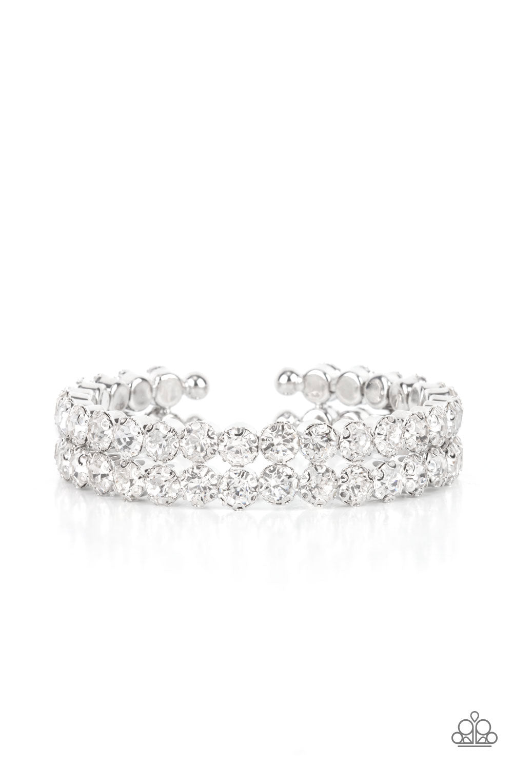 Paparazzi Megawatt Majesty - White Bracelet - December 2021 Life Of The Party Exclusive - A Finishing Touch Jewelry