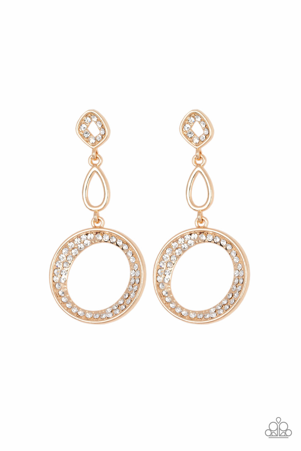 Paparazzi On The Glamour Scene - Gold Rhinestones Earrings - A Finishing Touch