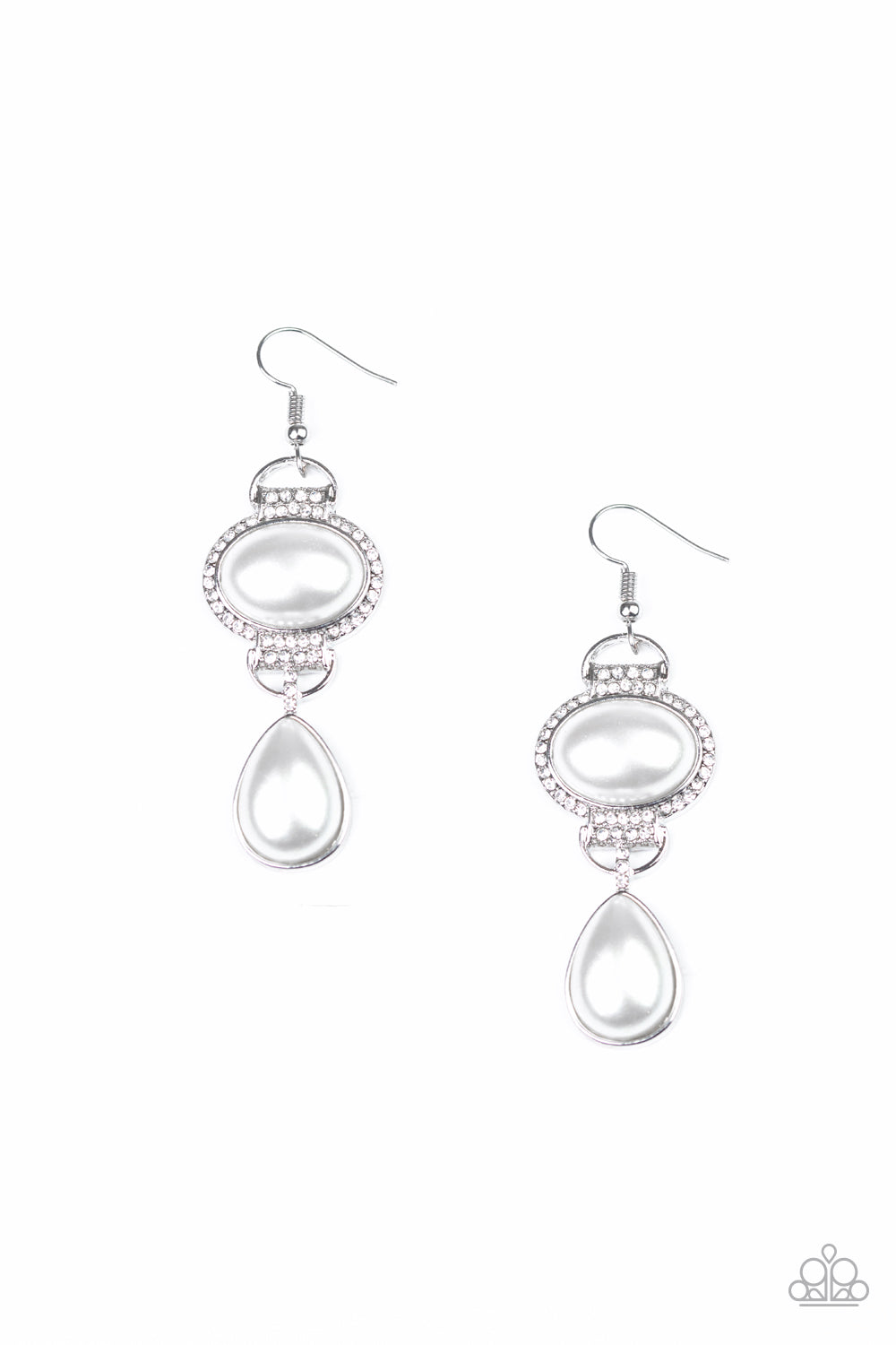 Paparazzi Icy Shimmer - White Earrings - A Finishing Touch