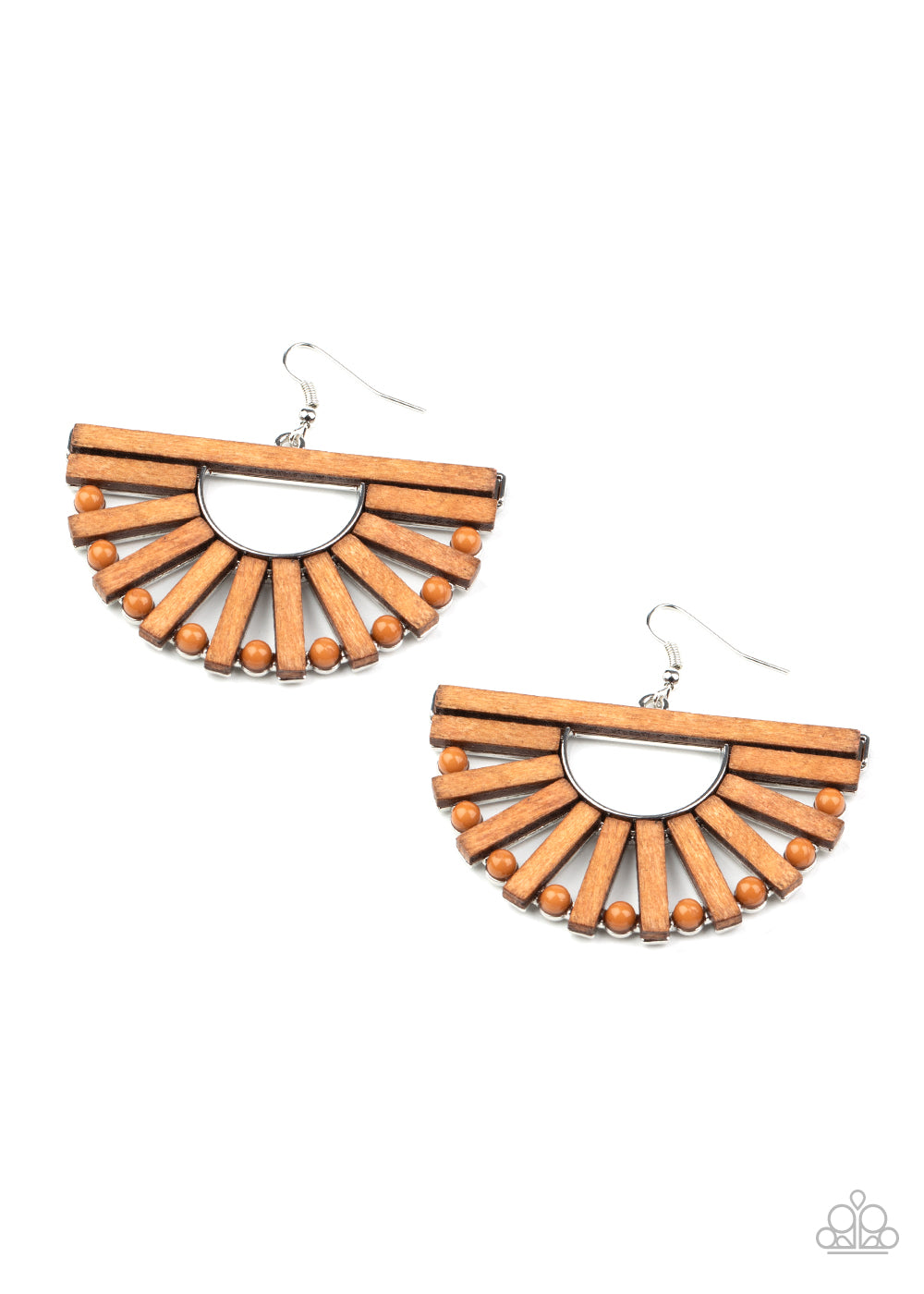 Paparazzi Wooden Wonderland - Brown Earrings - A Finishing Touch