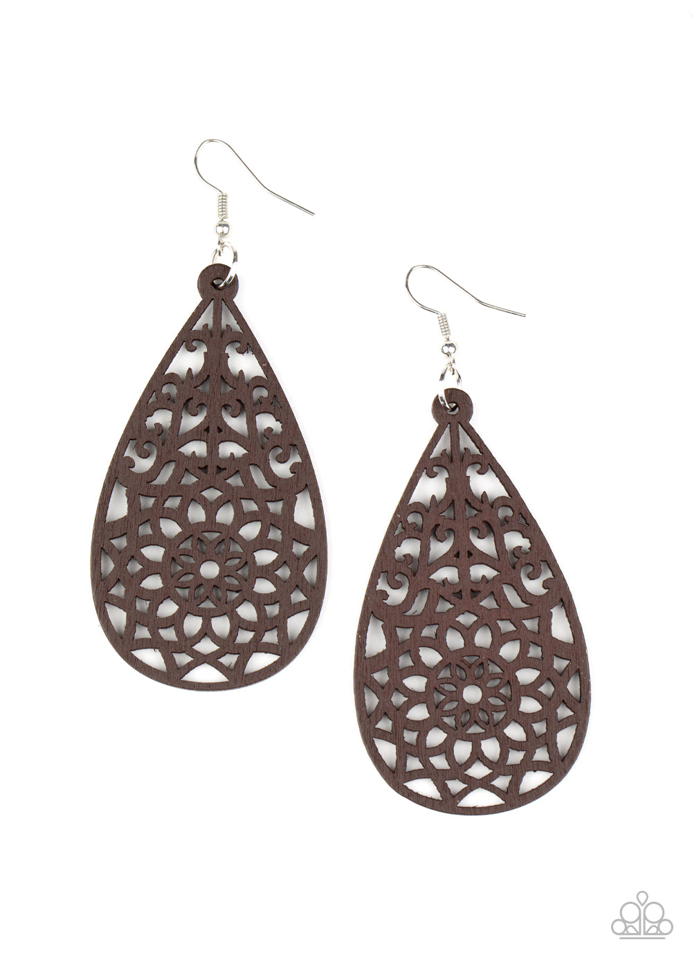 Paparazzi Seaside Sunsets - Brown Wooden Teardrop Earrings - A Finishing Touch