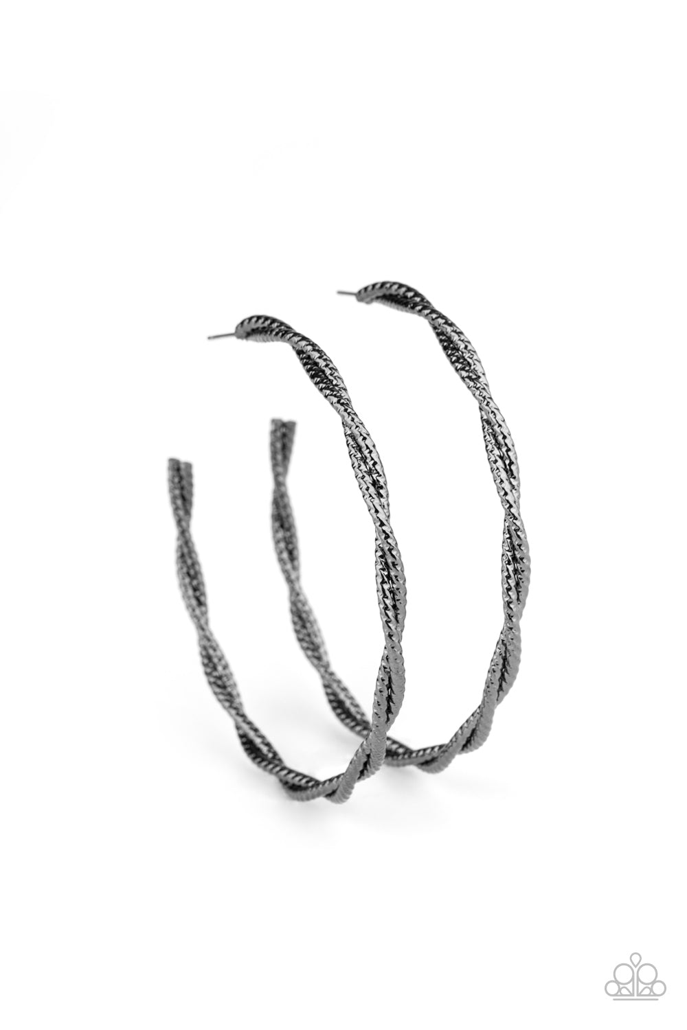 Paparazzi Totally Throttled - Black Hoop Earrings - A Finishing Touch