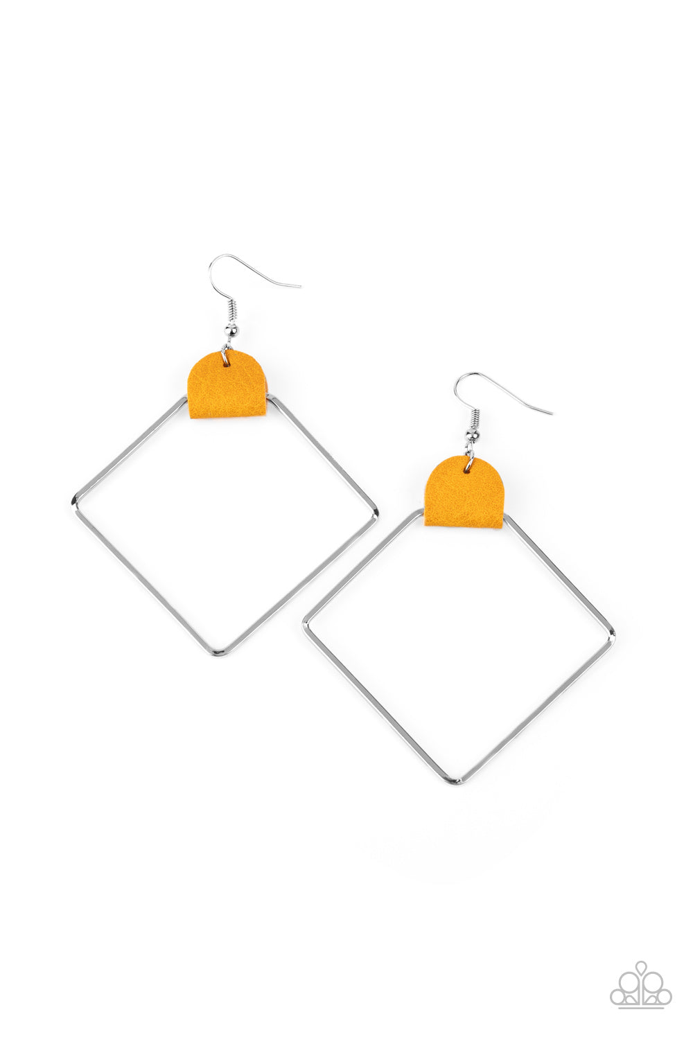 Paparazzi Friends of a LEATHER - Yellow Earrings - A Finishing Touch