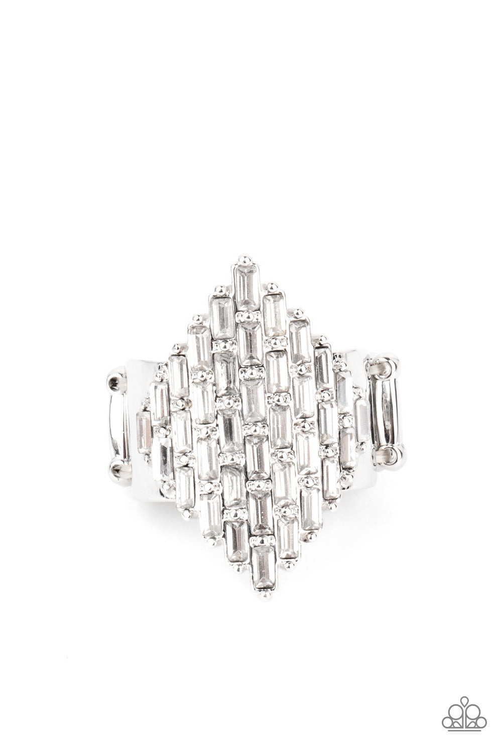 Paparazzi Hive Hustle - White Ring - May 2021 Life Of The Party Exclusive - A Finishing Touch Jewelry