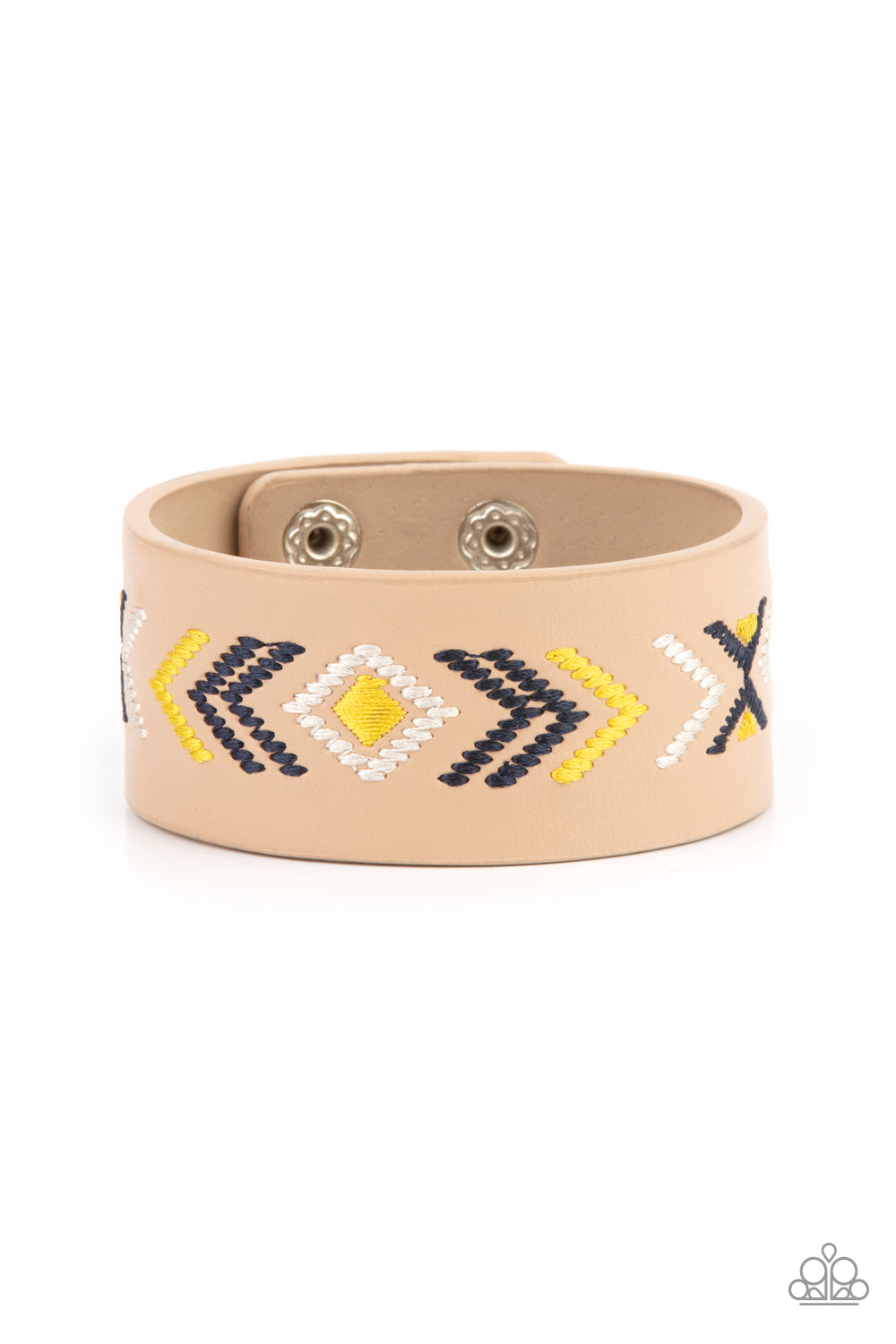 Paparazzi Cliff Glyphs - Yellow Bracelet - A Finishing Touch Jewelry