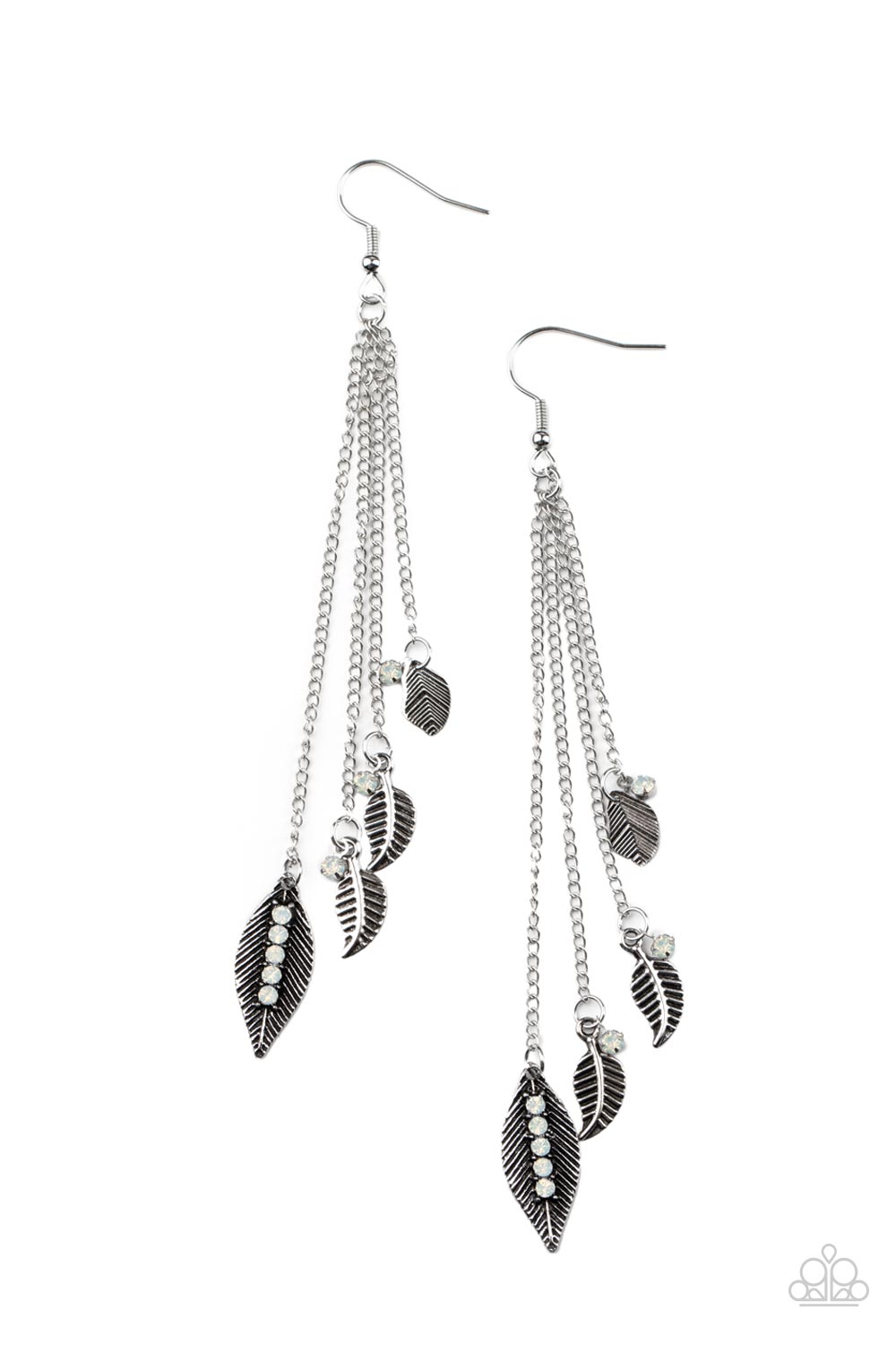 Paparazzi Chiming Leaflets - White Earrings - A Finishing Touch Jewelry
