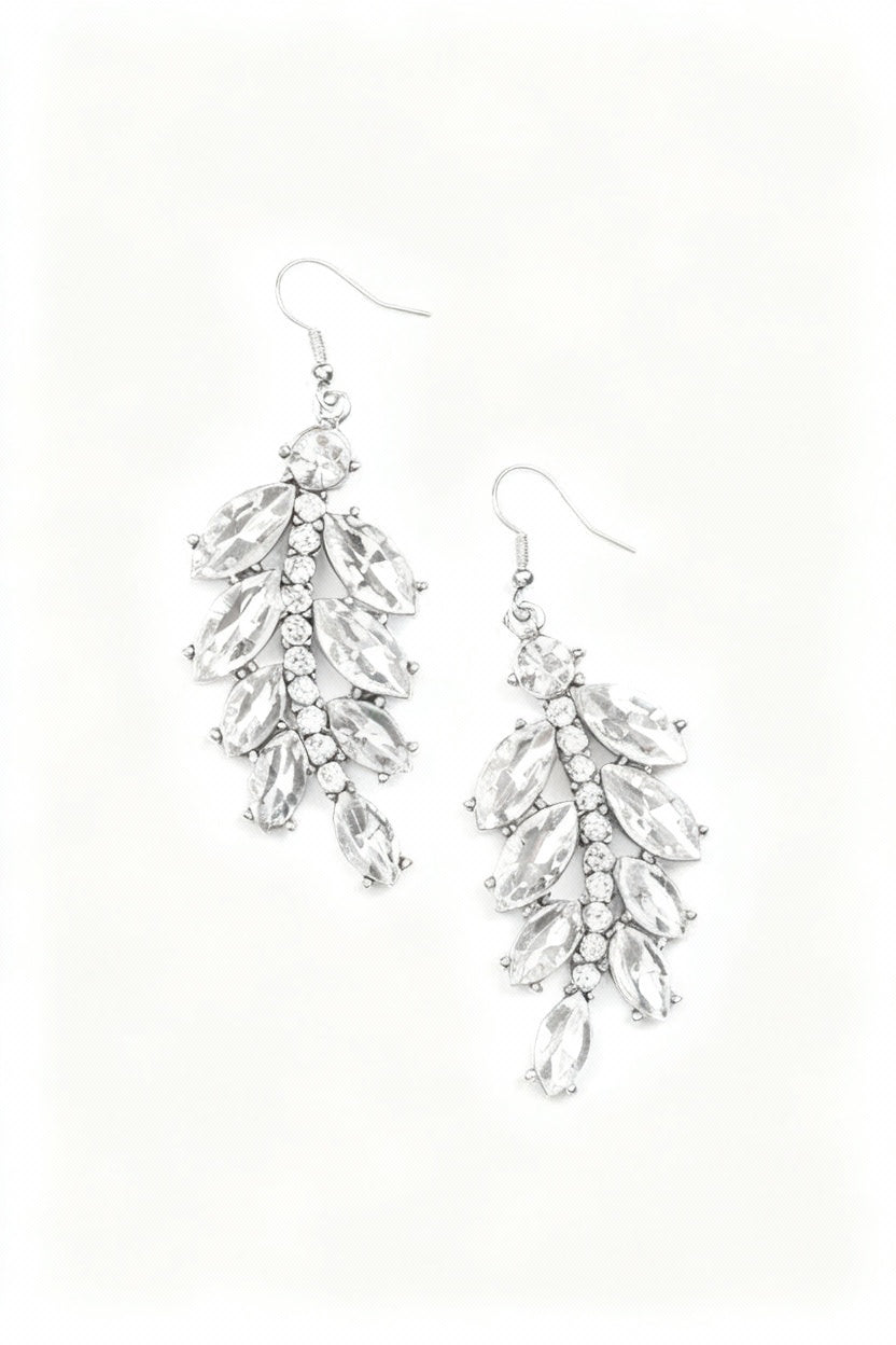 Paparazzi Ice Garden Gala - White Earrings - Jewelry Boutique Earring attaches to a standard fishhook fitting. Sold as one pair of earrings. Paparazzi Accessories are all 100% Lead-Free and Nickel Free. Free Shipping on orders over $75