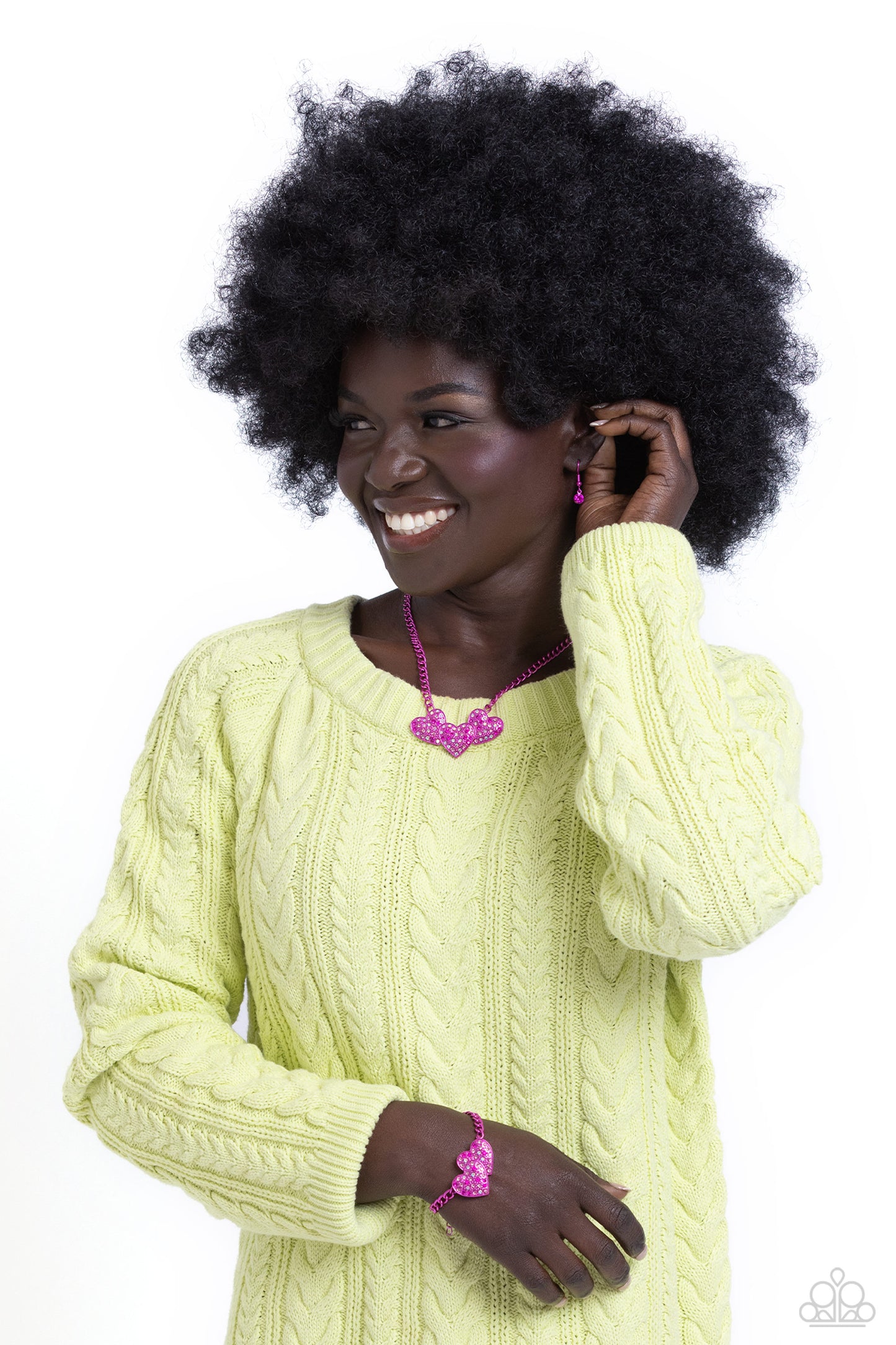 A Finishing Touch Low-Key Lovestruck - Pink Necklace and Lovestruck Lineup - Pink Bracelet Set