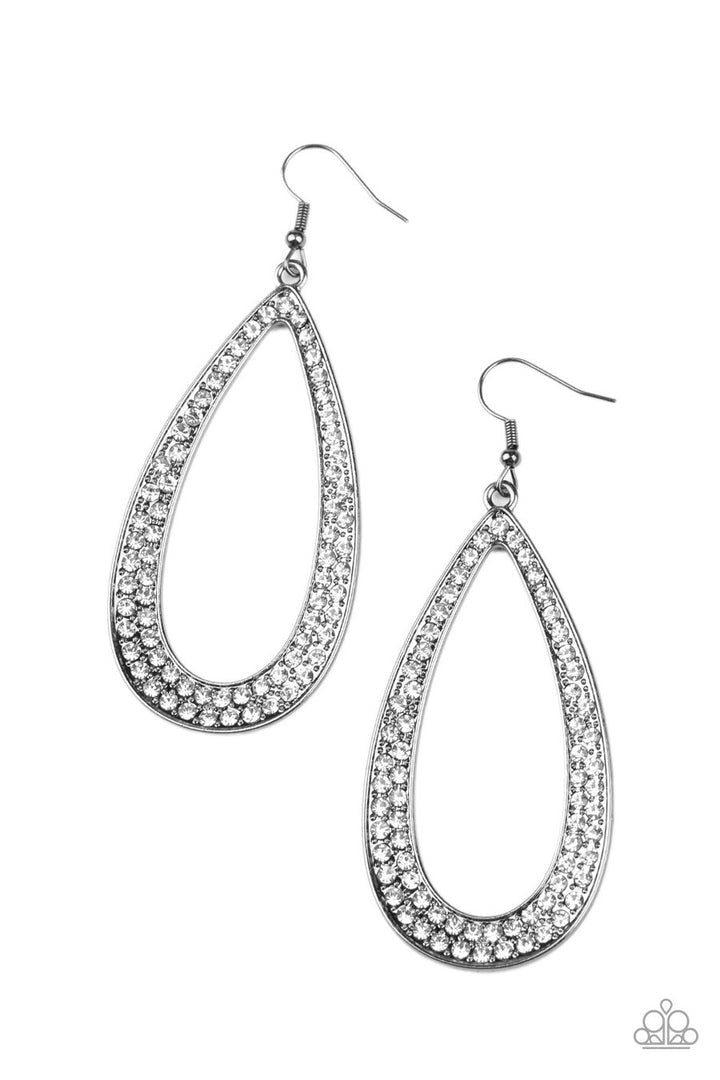 Paparazzi Diamond Distraction - Black earring- paparazzi accessories jewelry