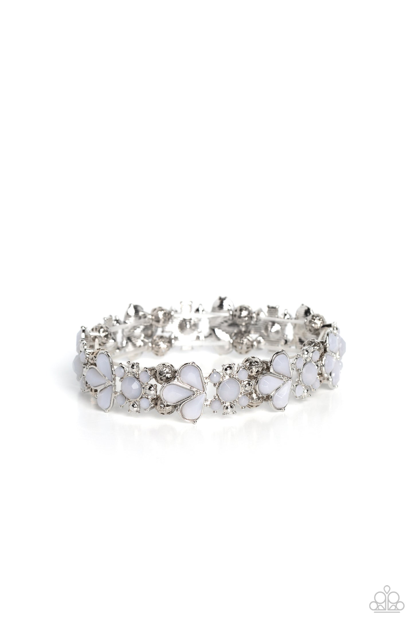 Paparazzi Teasing Torrent - White Bracelet-Paparazzi Jewelry Images