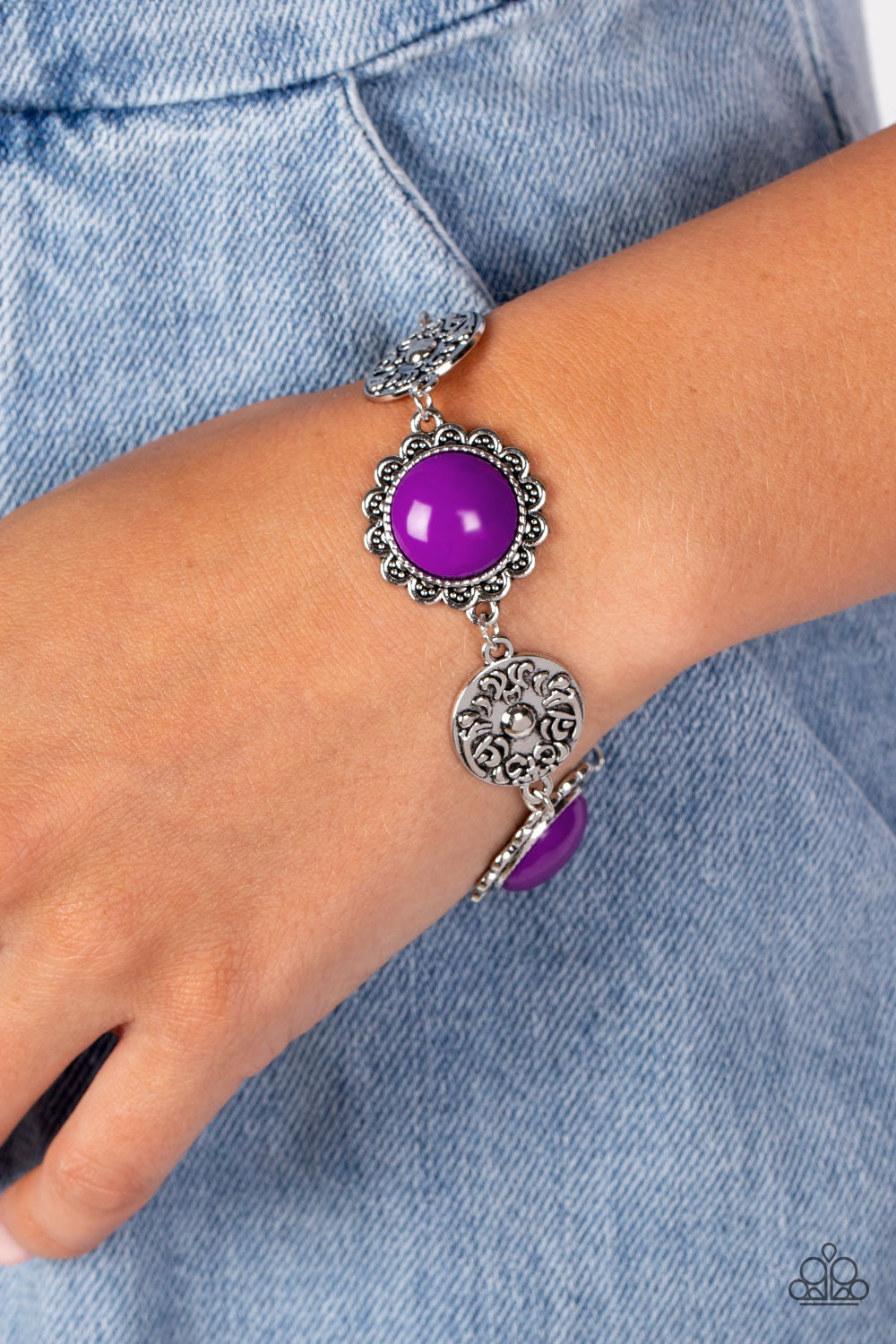 A Finishing Touch 2 Piece Set - Poppy Persuasion - Purple Necklace & Positively Poppy - Purple Bracelet