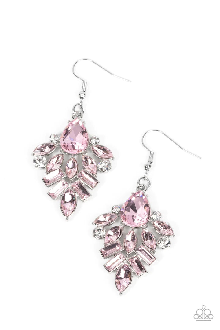 Paparazzi Earrings - Paparazzi Stellar-escent Elegance - Pink Earring Paparazzi Jewelry Images