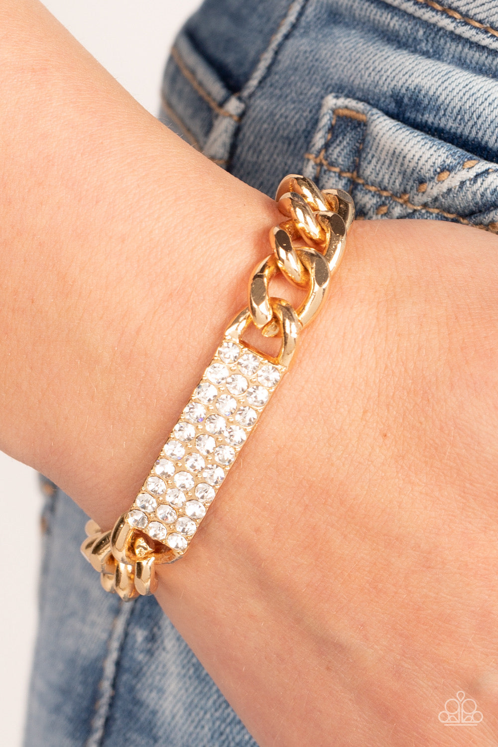 Paparazzi Icy Impact - Gold Bracelet-Paparazzi Jewelry Images