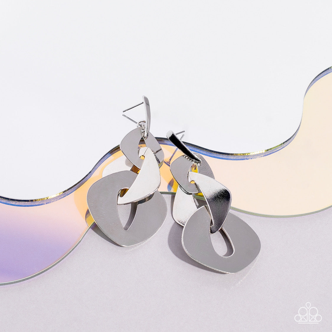 Paparazzi Enveloped in Edge - Silver Earrings -Paparazzi Jewelry Images