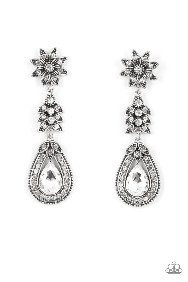 Paparazzi Floral Fantasy - White Earrings Paparazzi Jewelry Images