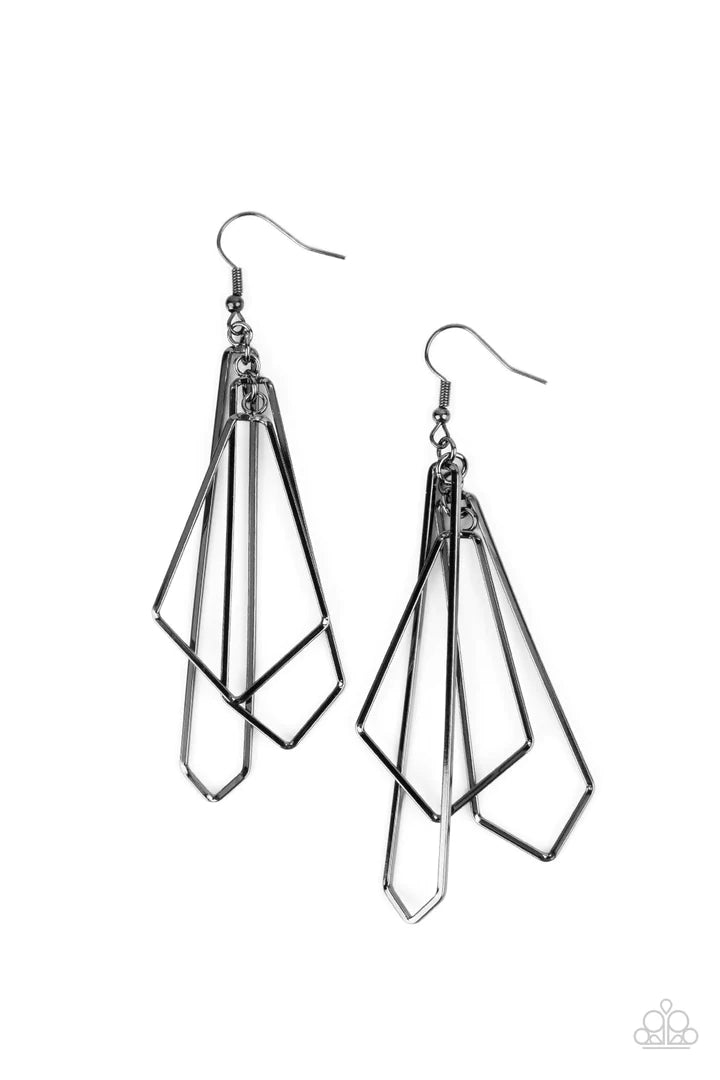 Paparazzi Shape Shifting Shimmer - Black Earring Paparazzi Jewelry Images