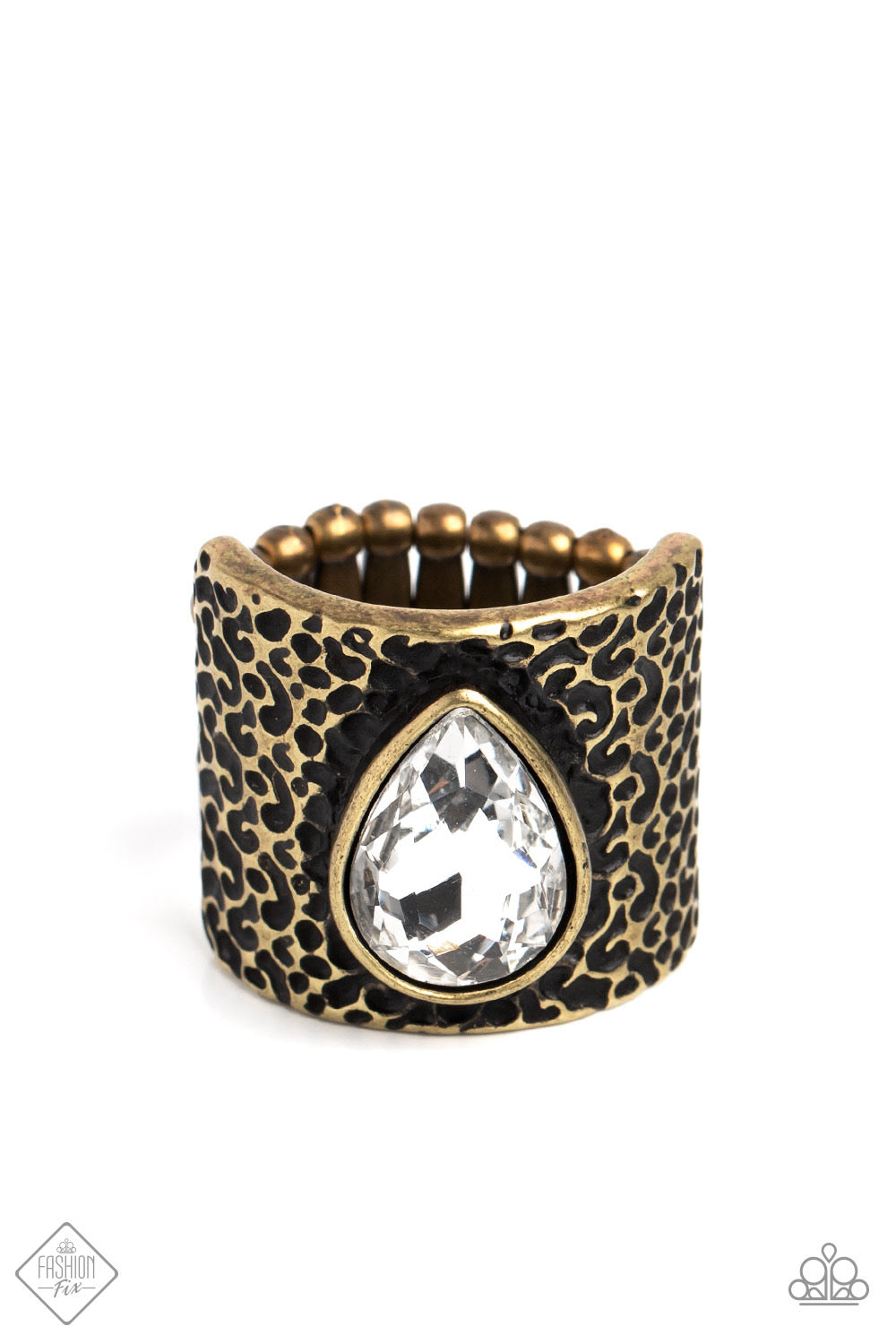 Paparazzi Singed Shape - Brass Ring- Fashion Fix January 2023 -Paparazzi Jewelry Images