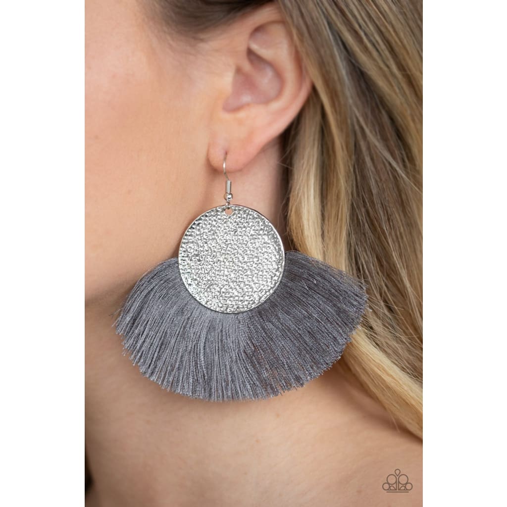Paparazzi Foxtrot Fringe - Silver Earrings - A Finishing Touch