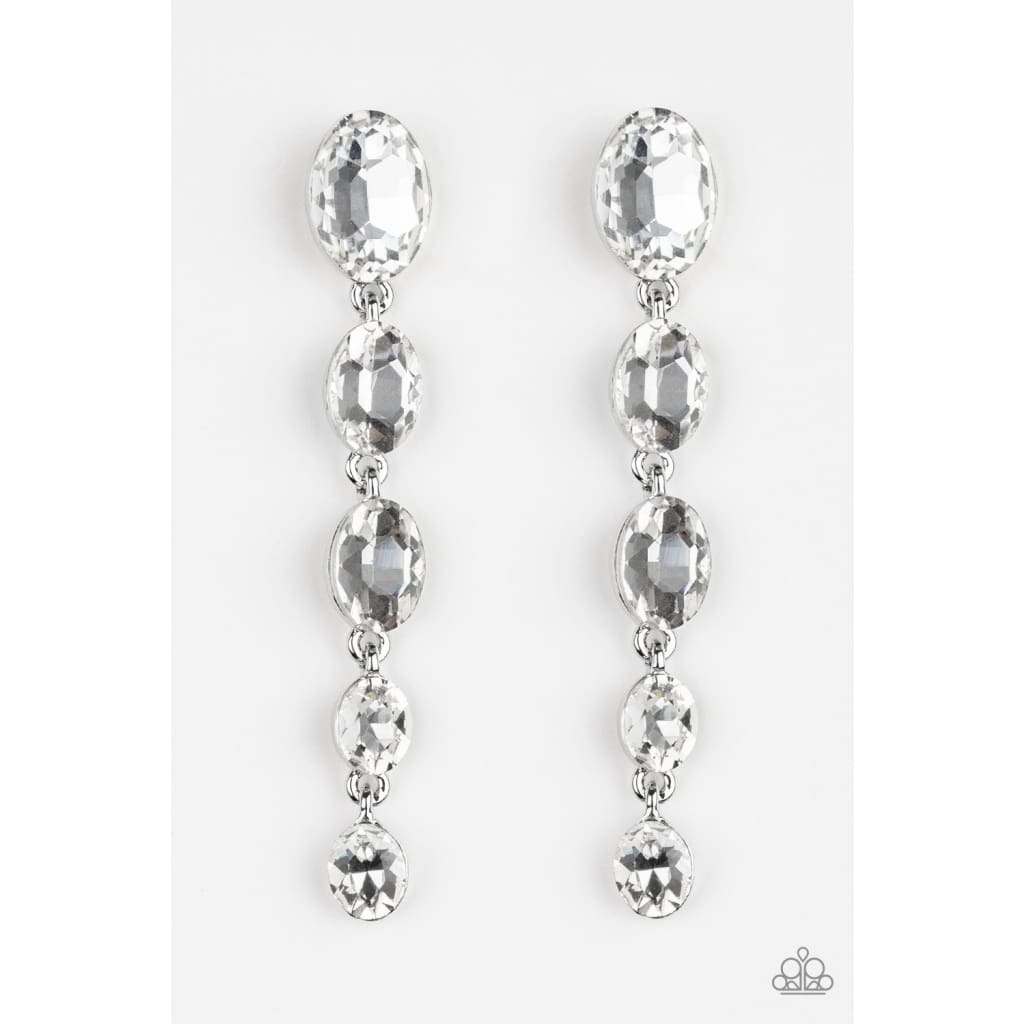 Paparazzi Red Carpet Radiance - White Earrings - A Finishing Touch