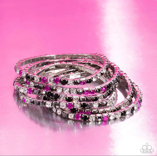 Paparazzi Rock Candy Range - Pink/Black Multi Bracelet