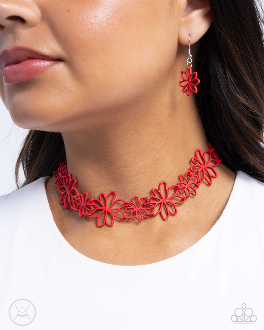 Paparazzi Bouquet Blend - Red Choker Necklace