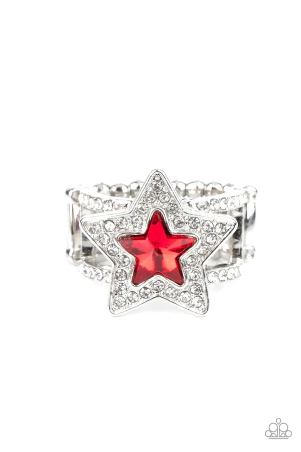 Paparazzi One Nation Under Sparkle - Red Ring Paparazzi jewelry image