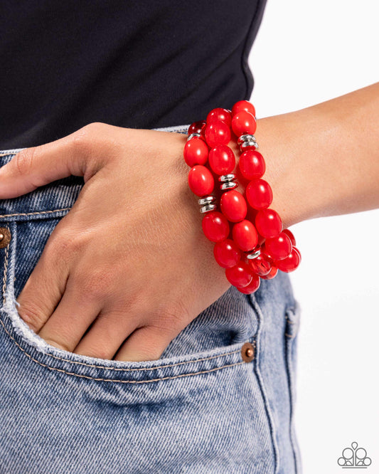 Paparazzi Coastal Coastin - Red Bracelet