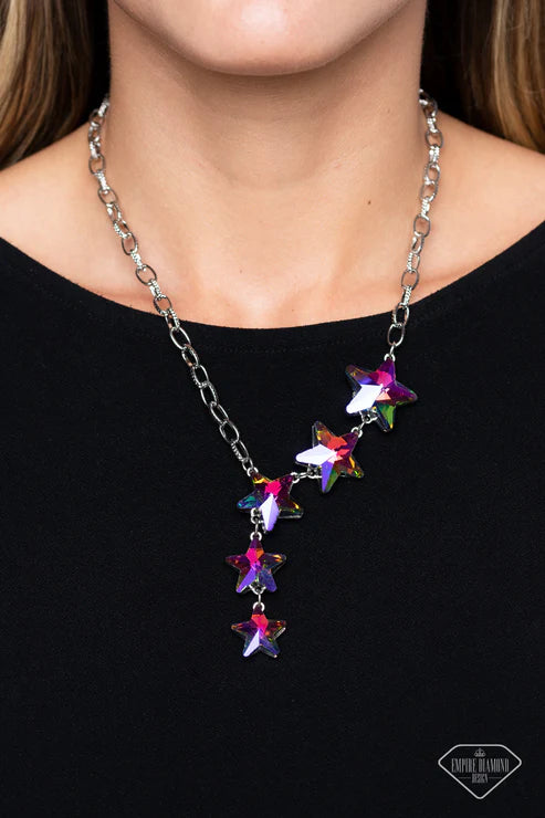 Paparazzi Star-Crossed Sparkle - Multi Star Necklace - Empire Diamond Exclusive