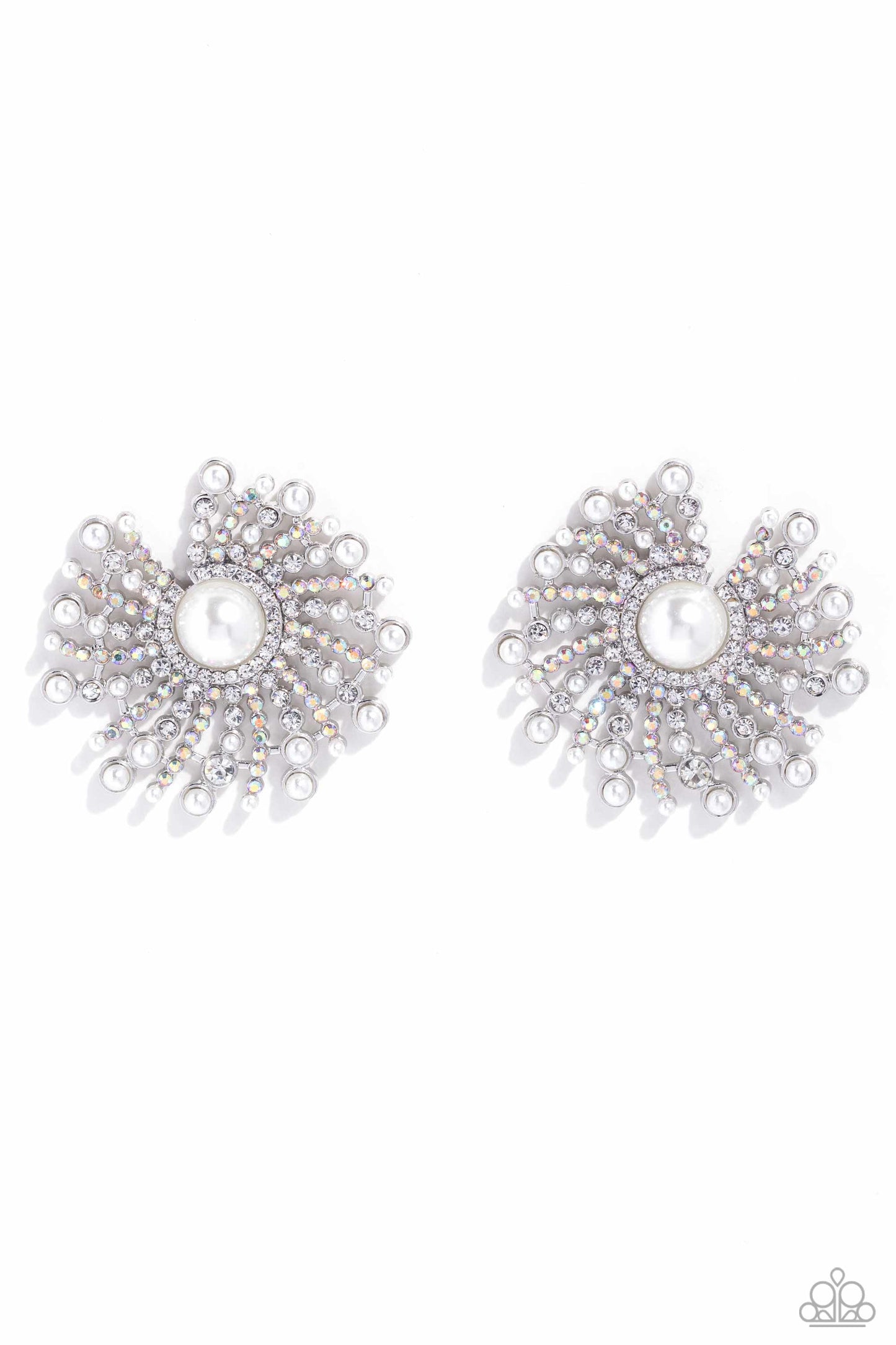 Paparazzi Fancy Fireworks - White Earrings