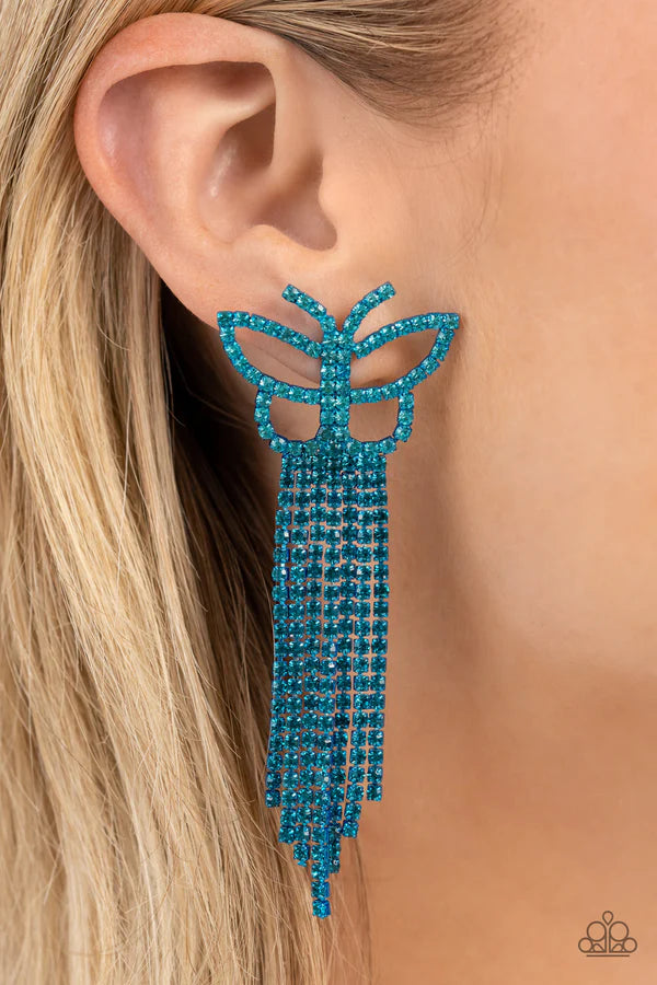 Paparazzi Billowing Butterflies - Blue Earring