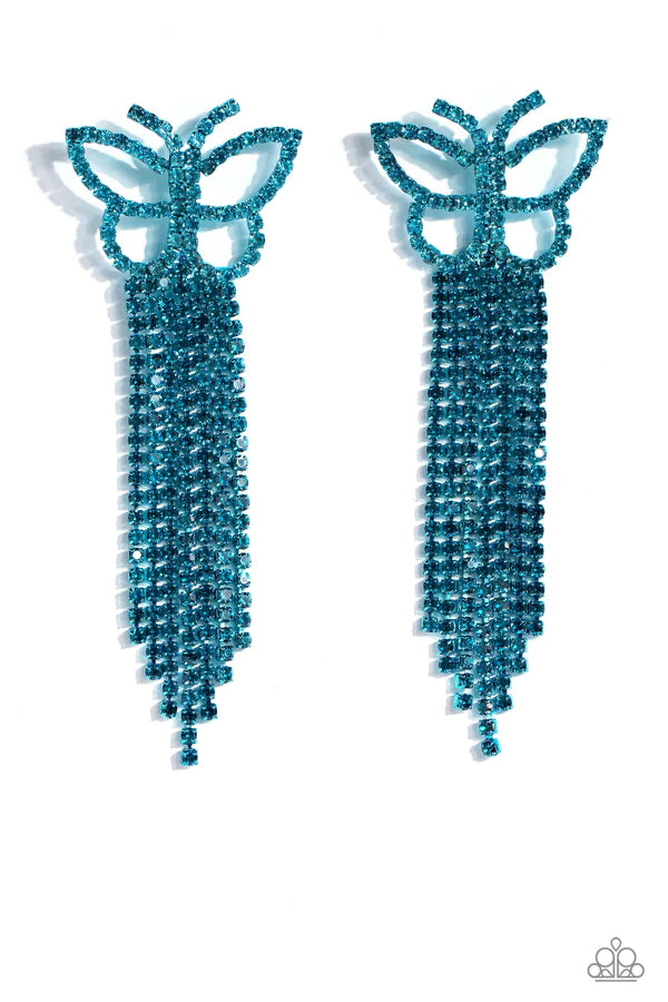 Paparazzi Billowing Butterflies - Blue Earring