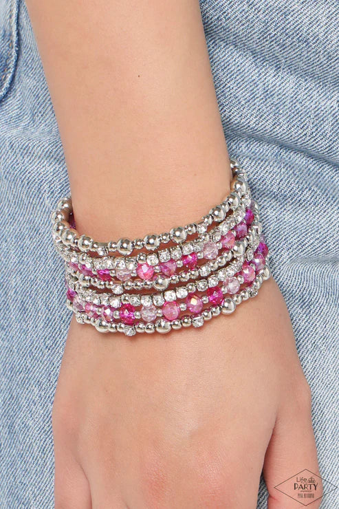 Paparazzi - ICE Knowing You - Pink Bracelet A Finishing Touch Jewelry 