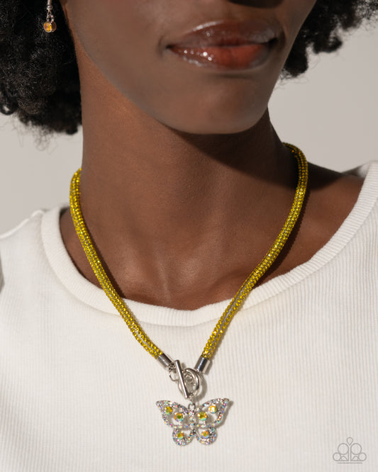 Paparazzi On SHIMMERING Wings - Yellow Necklace and Aerial Appeal - Yellow Bracelet - 2 piece set