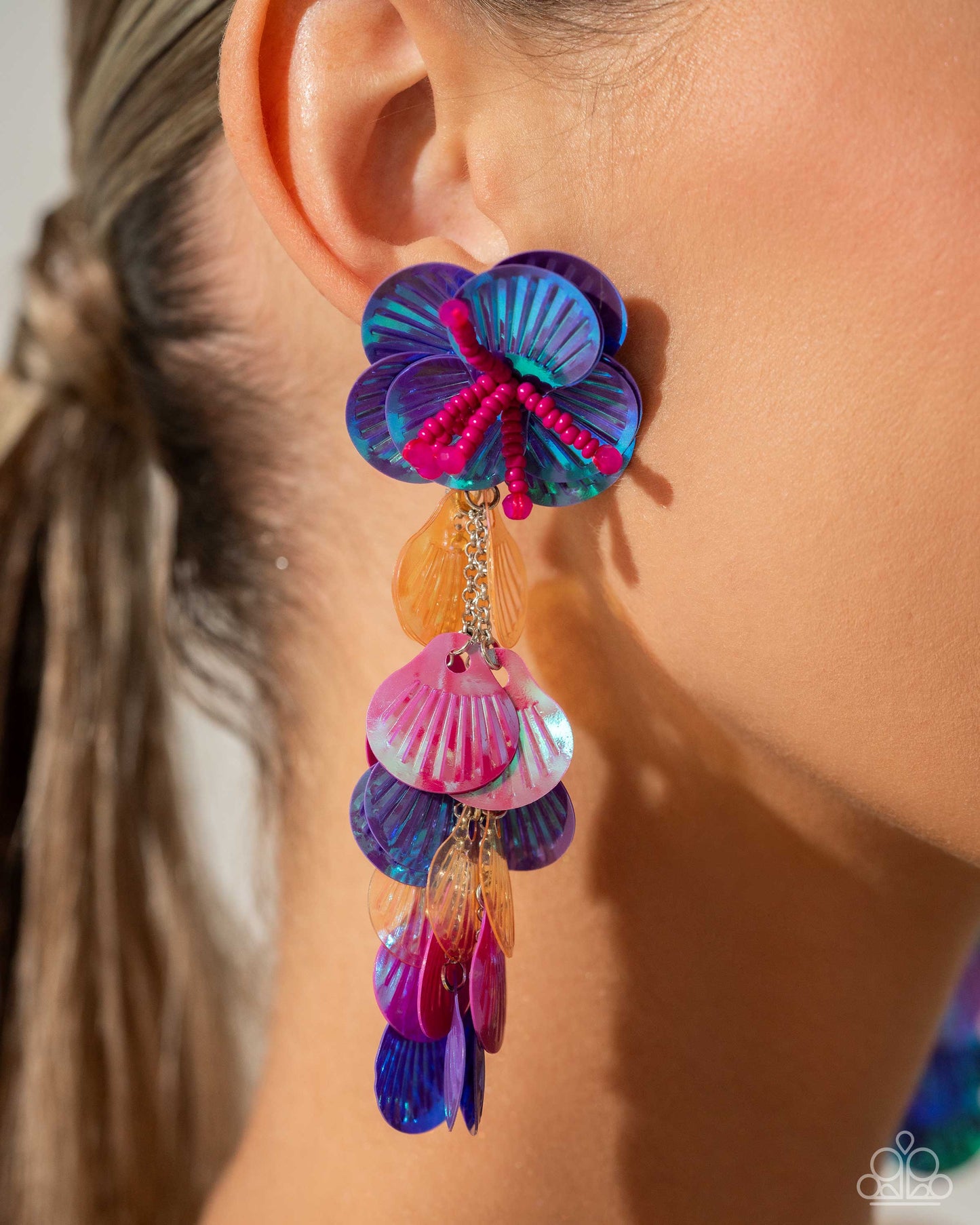 Paparazzi Under the Waves - Purple Earrings July 2024 Life of the Party