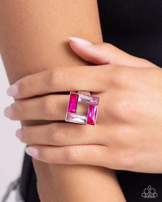 Paparazzi Sinuous Square - Pink Ring