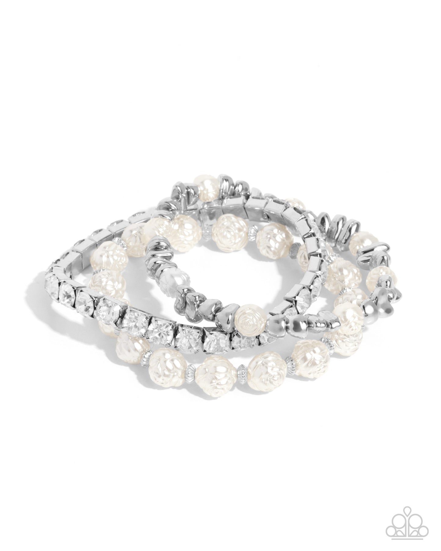 Paparazzi Fair Florals - White Bracelet