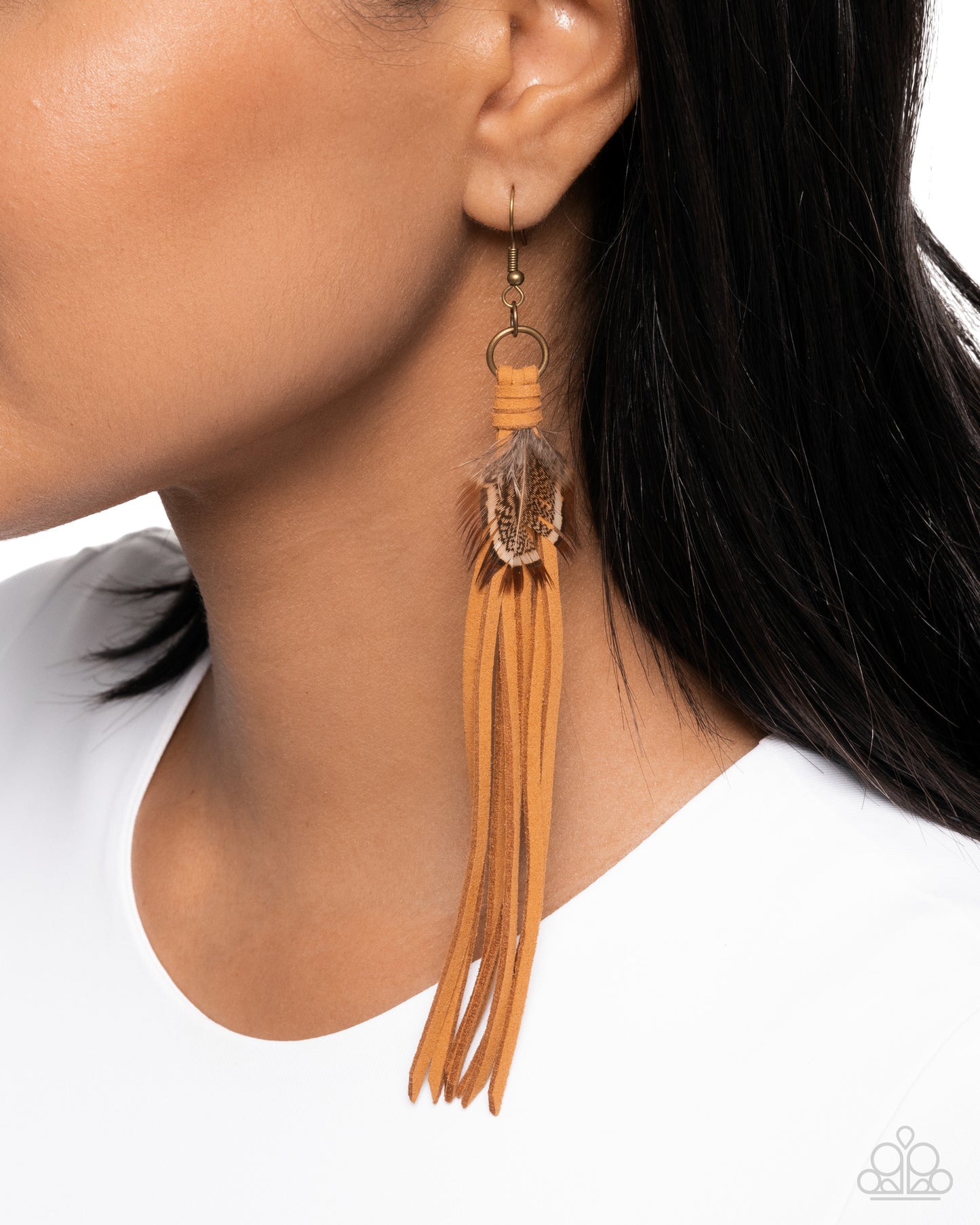 Paparazzi Feathered Festivity - Brass Earrings