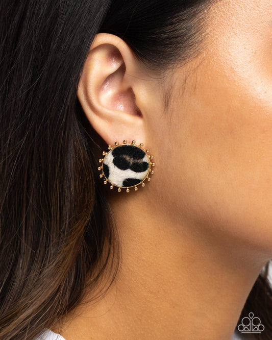 Paparazzi Cowhide Couture - Brown Animal Print Earrings