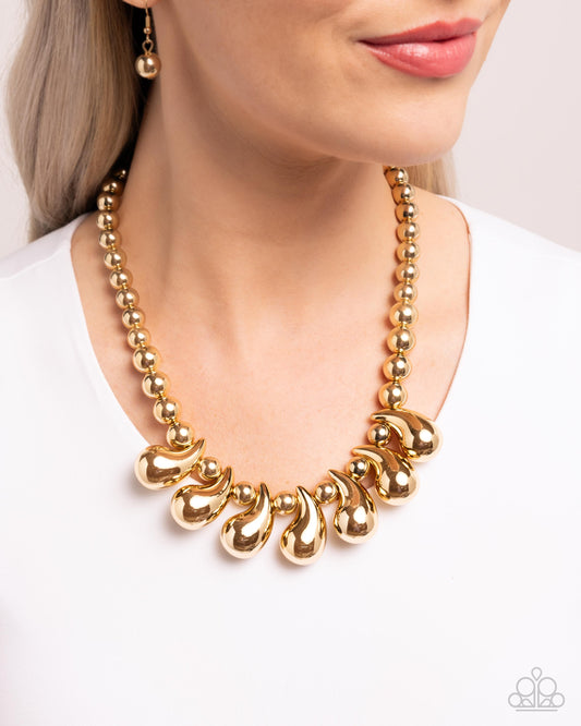 Paparazzi Raindrop Rebel - Gold Necklace