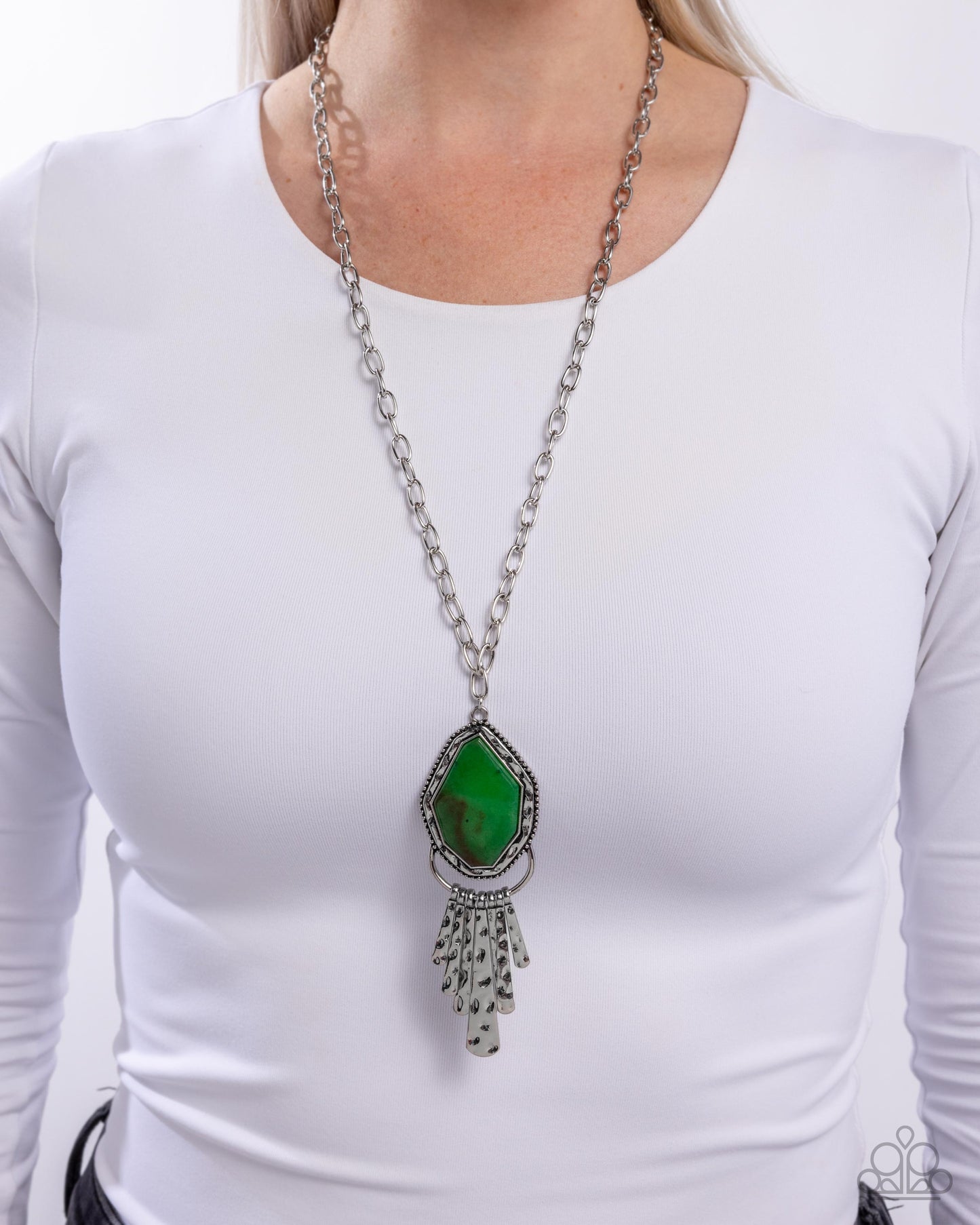 Paparazzi Stamped Statement - Green Necklace