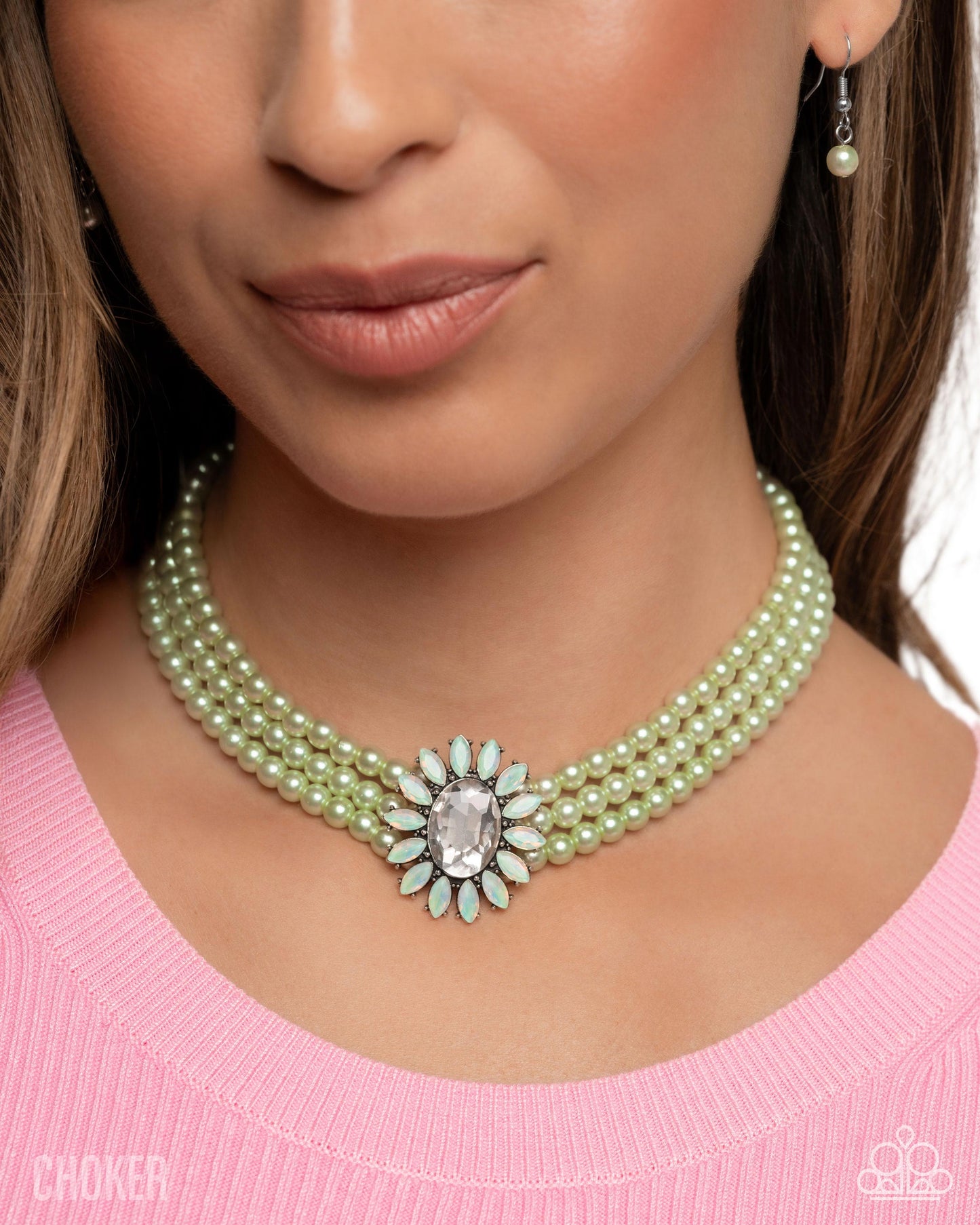 A Finishing Touch Conscious Chic - Opulent Observation & Perceptive Pearls - Green Necklace & Bracelet 2 Piece Set
