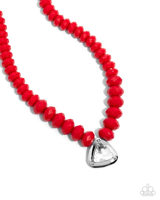 Paparazzi Trailblazing Triangle - Red Triangle Necklace