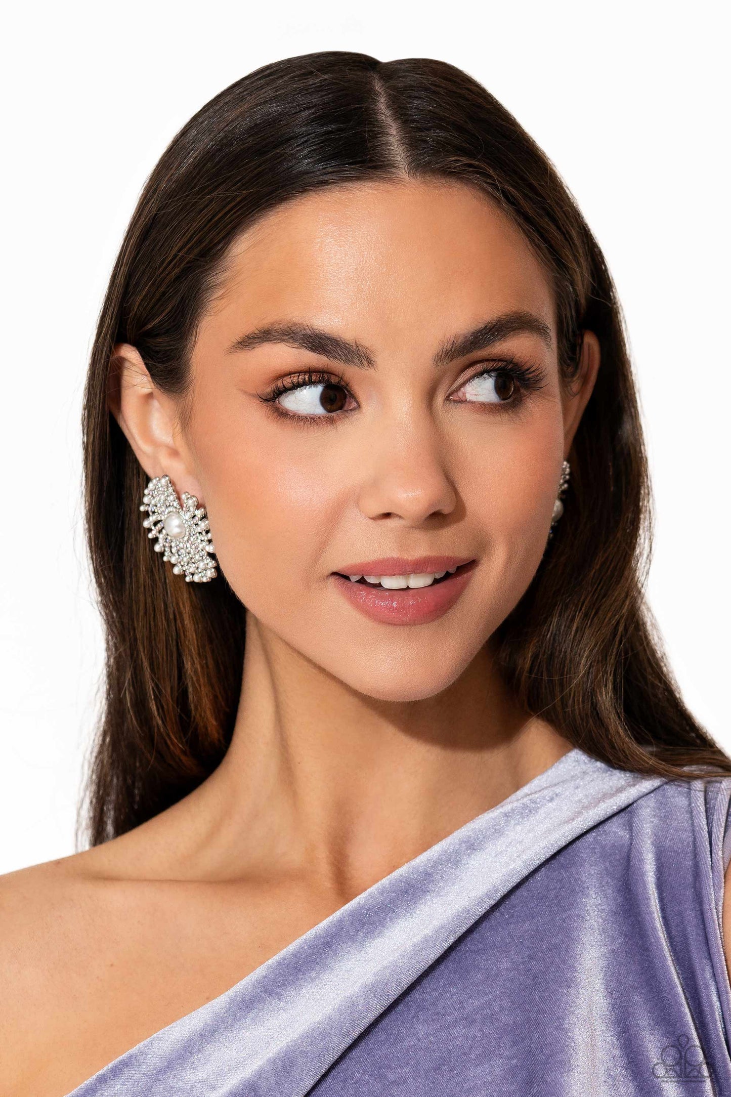 Paparazzi Fancy Fireworks - White Earrings