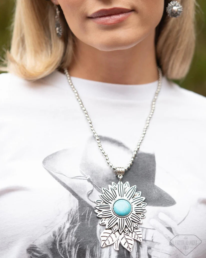 Paparazzi Sunflower Solstice - Blue Necklace - Empire Diamond Exclusive