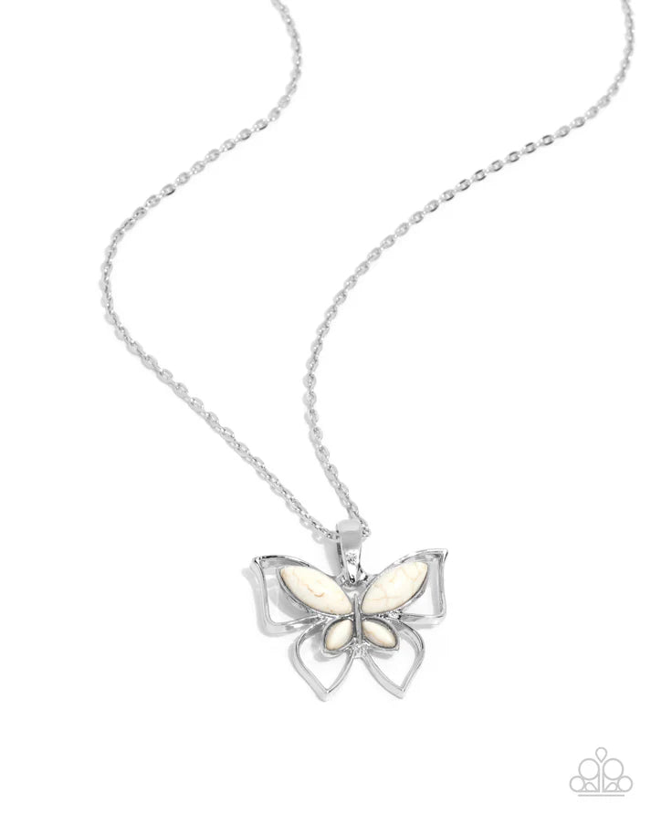 Paparazzi  Papillon Persuasion - White Necklace