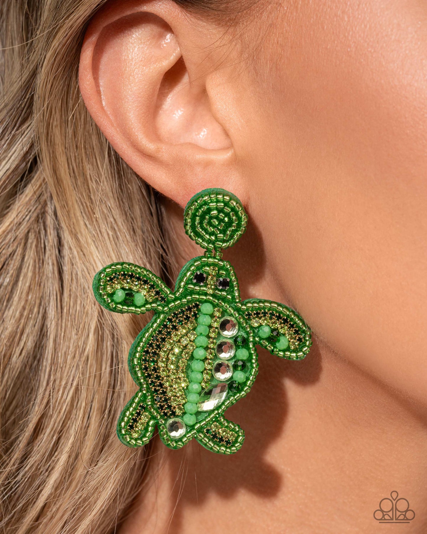 A Finishing Touch Turtle Tapestry - Green Earrings