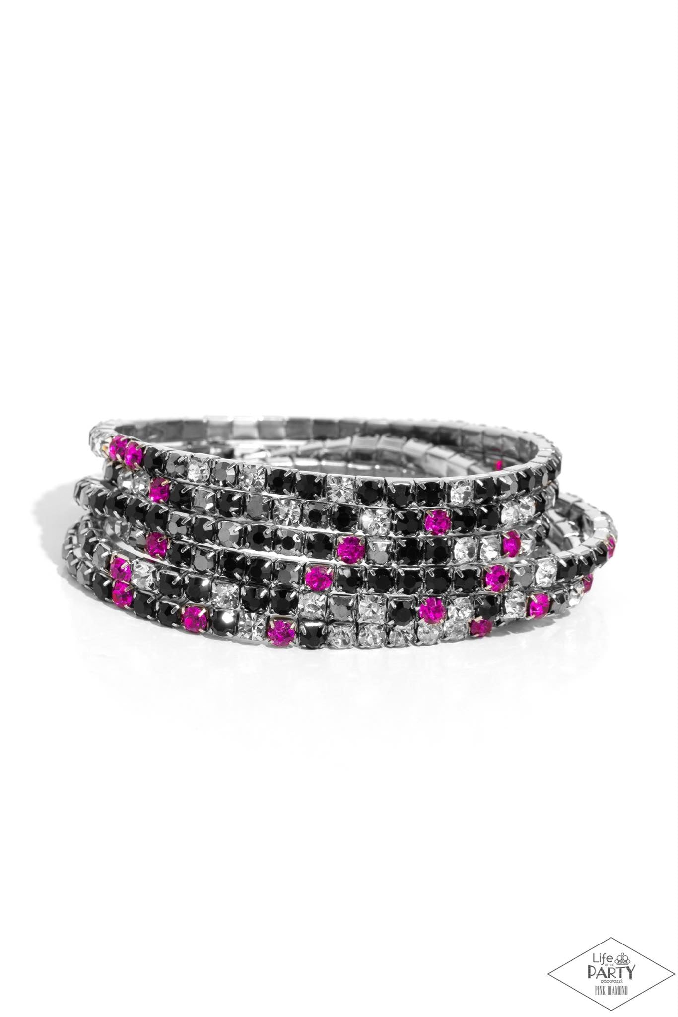 Paparazzi Rock Candy Range - Pink/Black Multi Bracelet